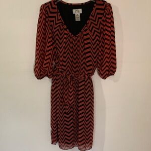 Sweet Storm Black and Red Chevron Long Sleeve Dress